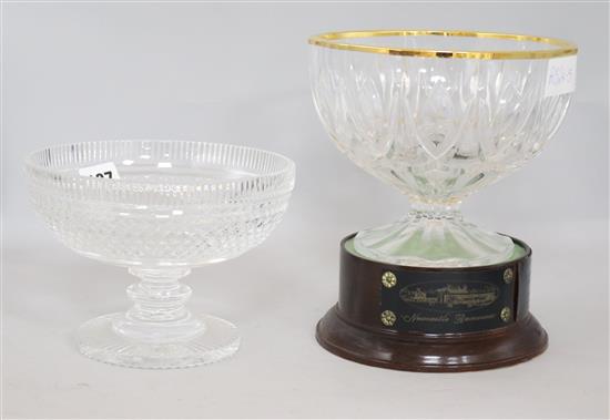 Two gilt and cut glass bowls